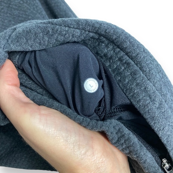 Lululemon At Ease Crew Sweatshirt Pullover Heathered Black Gray Mens L Textured - Picture 13 of 13